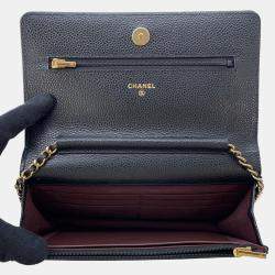 Pre Owned محفظة شانيال سلسلة جلد الكافيار مارك كوكو كلاسيك أسود