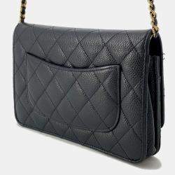 Pre Owned محفظة شانيال سلسلة جلد الكافيار مارك كوكو كلاسيك أسود