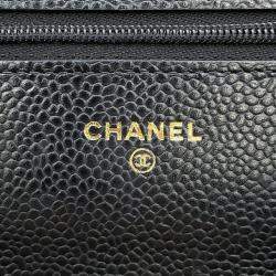 Pre Owned محفظة شانيال سلسلة جلد الكافيار مارك كوكو كلاسيك أسود