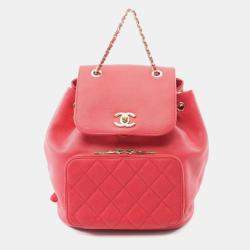 مملوكة مسبقًا Chanel Business Affinity Matelasse Backpack Bag In Calfskin Leather Cowhide Red