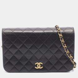 مملوكة مسبقًا حقيبة كتف شانيل ماتالاسيه فلاب كاملة جلد حمل أسود