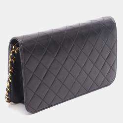 مملوكة مسبقًا حقيبة كتف شانيل ماتالاسيه فلاب كاملة جلد حمل أسود