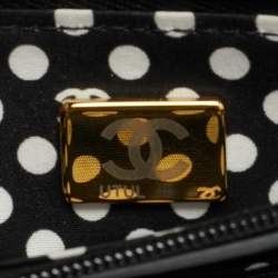 Pre Owned Chanel CC Pearl Black Quilted Leather Wallet On Chain