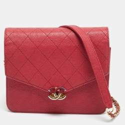 Pre Owned محفظة شانيل سلسلة كوبا جلد كافيار وردي