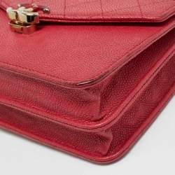 Pre Owned Chanel Cuba Thread Around Pink Caviar Leather Wallet On Chain