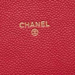 Pre Owned Chanel Cuba Thread Around Pink Caviar Leather Wallet On Chain