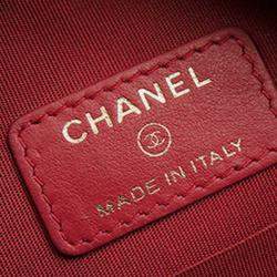 Pre Owned حقيبة شانييل كلتش دائري جلد الغنم مبطن أسود مع حزام