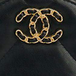 Pre Owned حقيبة شانييل كلتش دائري جلد الغنم مبطن أسود مع حزام