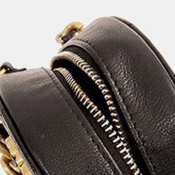 Pre Owned حقيبة شانييل كلتش دائري جلد الغنم مبطن أسود مع حزام