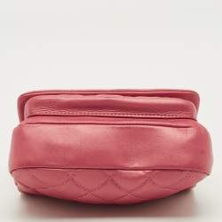 Pre Owned Chanel Mini Metallic Red Quilted Leather Top Handle Flap Bag