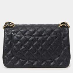 مملوكة مسبقًا حقيبة شانيل كتف مزدوج كبير جلد كافيار أسود 2019