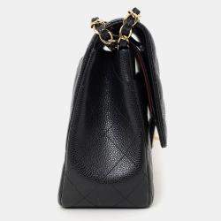 مملوكة مسبقًا حقيبة شانيل كتف مزدوج كبير جلد كافيار أسود 2019