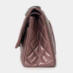 Pre Owned حقيبة كتف شانيل 2.55 ري إيشو جلد عجول معدني بني عتيق 2008-09 مبطنة