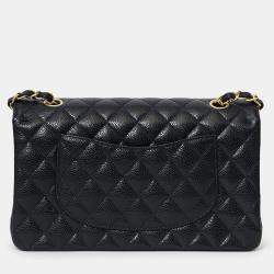مملوكة مسبقًا Chanel 2021 Black Caviar Leather Medium Flap Bag