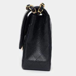 مملوكة مسبقًا Chanel 2021 Black Caviar Leather Medium Flap Bag