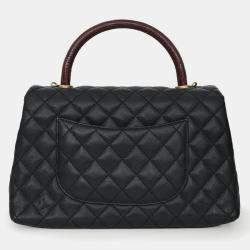 مملوكة مسبقًا حقيبة شانيل يد علوية كوكو متوسطة سحلية ك افيار سوداء 2017/18