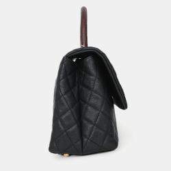 مملوكة مسبقًا حقيبة شانيل يد علوية كوكو متوسطة سحلية كافيار سوداء 2017/18