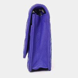 Pre Owned محفظة شانيل سي سي فاخرة بتغرزة مزدوجة زرقاء على سلسلة 2014