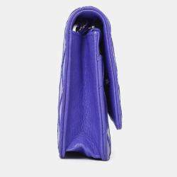 Pre Owned محفظة شانيل سي سي فاخرة بتغرزة مزدوجة زرقاء على سلسلة 2014