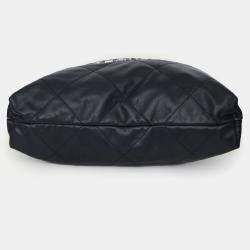 Pre Owned حقيبة توت شانيل صغيرة جلد كحلي بقطع فضية