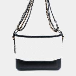 Pre Owned Chanel 2017-18 White/Black Lambskin Small Gabrielle Chain Bag