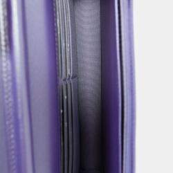 Pre Owned محفظة شانييل 2021 بارز أرجوانية معدن جلد خروف على سلسلة س.ه.د