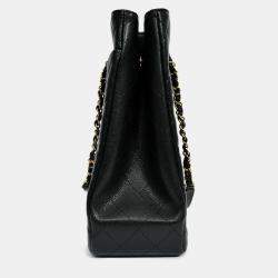 مملوكة مسبقًا Chanel 2022+ Black Caviar CC Logo Interlocking Timeless Shopper Tote