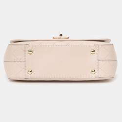 Pre Owned Chanel 2019 Cream Leather Quilted Flat Bag