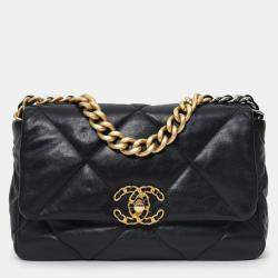 Pre Owned Chanel 2019 Black Leather 19 Flap Bag