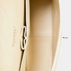 Pre Owned Chanel 2011-12 Beige Caviar Leather Jumbo Double Flap Shoulder Bag