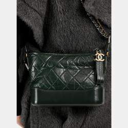 Pre Owned Chanel Green Aged Leather Small Gabrielle Crossbody