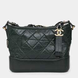 Pre Owned Chanel Green Aged Leather Small Gabrielle Crossbody