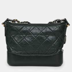 Pre Owned Chanel Green Aged Leather Small Gabrielle Crossbody