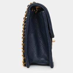 مملوكة مسبقًا Chanel 2021 Navy Quilted Caviar Mini Sweet Classic Flap Bag
