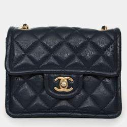 مملوكة مسبقًا Chanel 2021 Navy Quilted Caviar Mini Sweet Classic Flap Bag