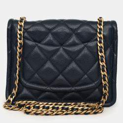 مملوكة مسبقًا Chanel 2021 Navy Quilted Caviar Mini Sweet Classic Flap Bag