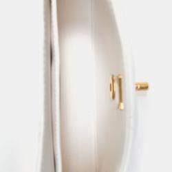 Pre Owned Chanel 2025 White Lambskin Mini Rectangle Top Handle