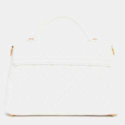 Pre Owned Chanel 2025 White Lambskin Mini Rectangle Top Handle