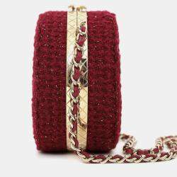 مملوكة مسبقًا Chanel 2022 Burgundy Tweed Vanity Clutch on Chain