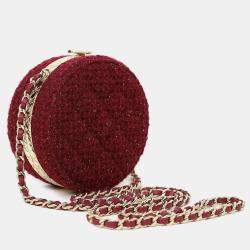 مملوكة مسبقًا Chanel 2022 Burgundy Tweed Vanity Clutch on Chain
