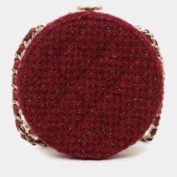 مملوكة مسبقًا Chanel 2022 Burgundy Tweed Vanity Clutch on Chain