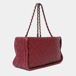 مملوكة مسبقًا حقيبة يد توت شانيل سلسلة CC جلد مبطن بورجوندي 2011-12