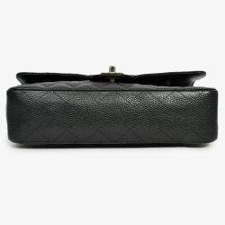 مملوكة مسبقًا حقيبة شانيل متوسطة جلد كافيار أسود مزدوجة الغطاء SHW 2010-11