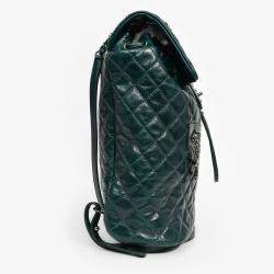 Pre Owned Chanel 2015-16 Green Glazed Calfskin Quilted Small Salzburg Mountain Backpack
