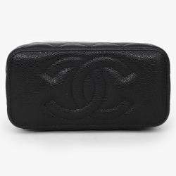 Pre Owned Chanel Black Caviar Leather Vanity Crossbody with AirPod case