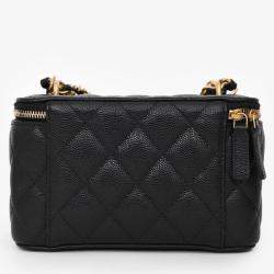 Pre Owned Chanel Black Caviar Leather Vanity Crossbody with AirPod case