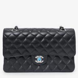 مملوكة مسبقًا Chanel 2024 Black Caviar SHW Medium Double Flap