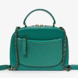 Pre Owned حقيبة الفانيتي من شانيل كوكو كورف جلد أخضر صغيرة 2016-17