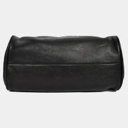 Pre Owned Chanel Vintage Black Leather Camellia Frame Clutch Bag