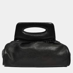 Pre Owned Chanel Vintage Black Leather Camellia Frame Clutch Bag